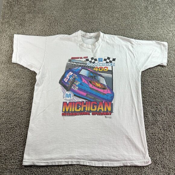 VINTAGE 1995 Michigan Speedway Shirt Mens XXL 2XL White Goodwrench 400 Racing - Picture 1 of 16